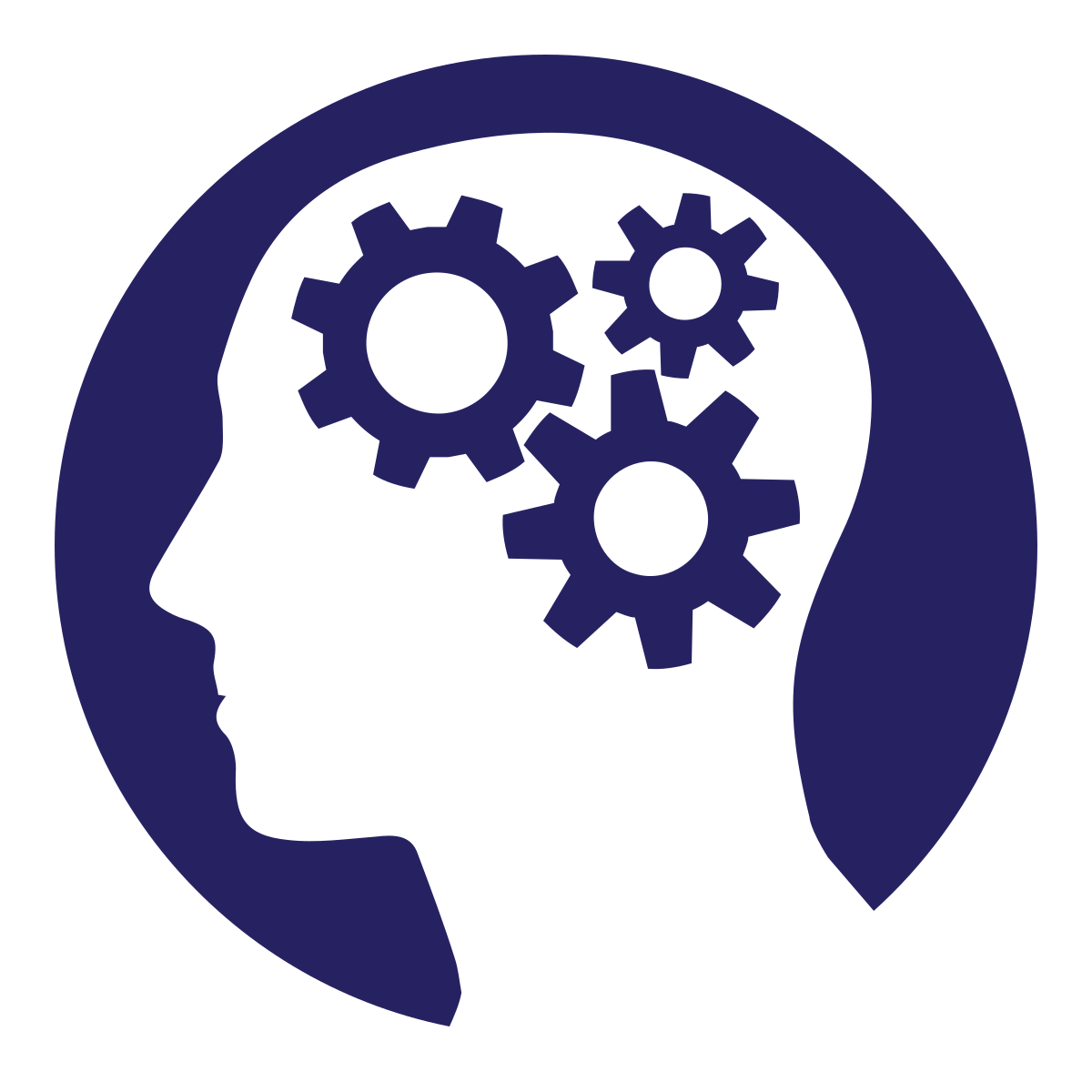 Gears turning in brain icon